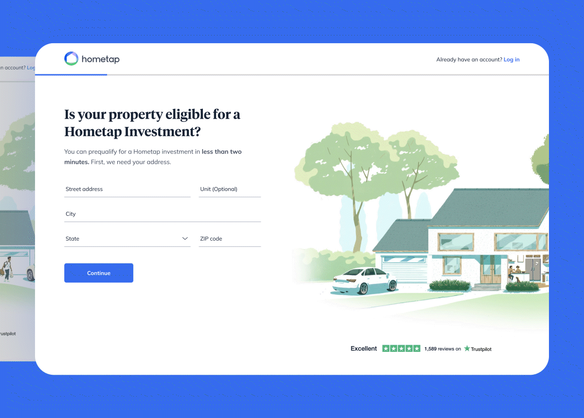 View of Hometap Estimate flow